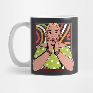 Chisme Queen Pop Art Portrait of Young Woman Gossip AT Mug